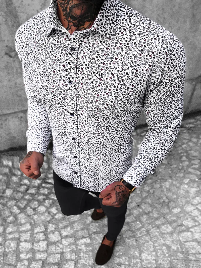 Мъжка риза бяла OZONEE O/3422Z