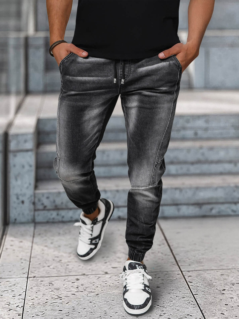 Мъжки дънки jogger черни OZONEE NB/MP0115NZ