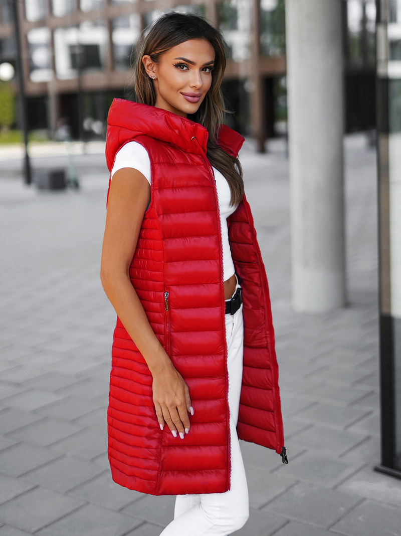 Дамска жилетка червена OZONEE JS/16M9113/270