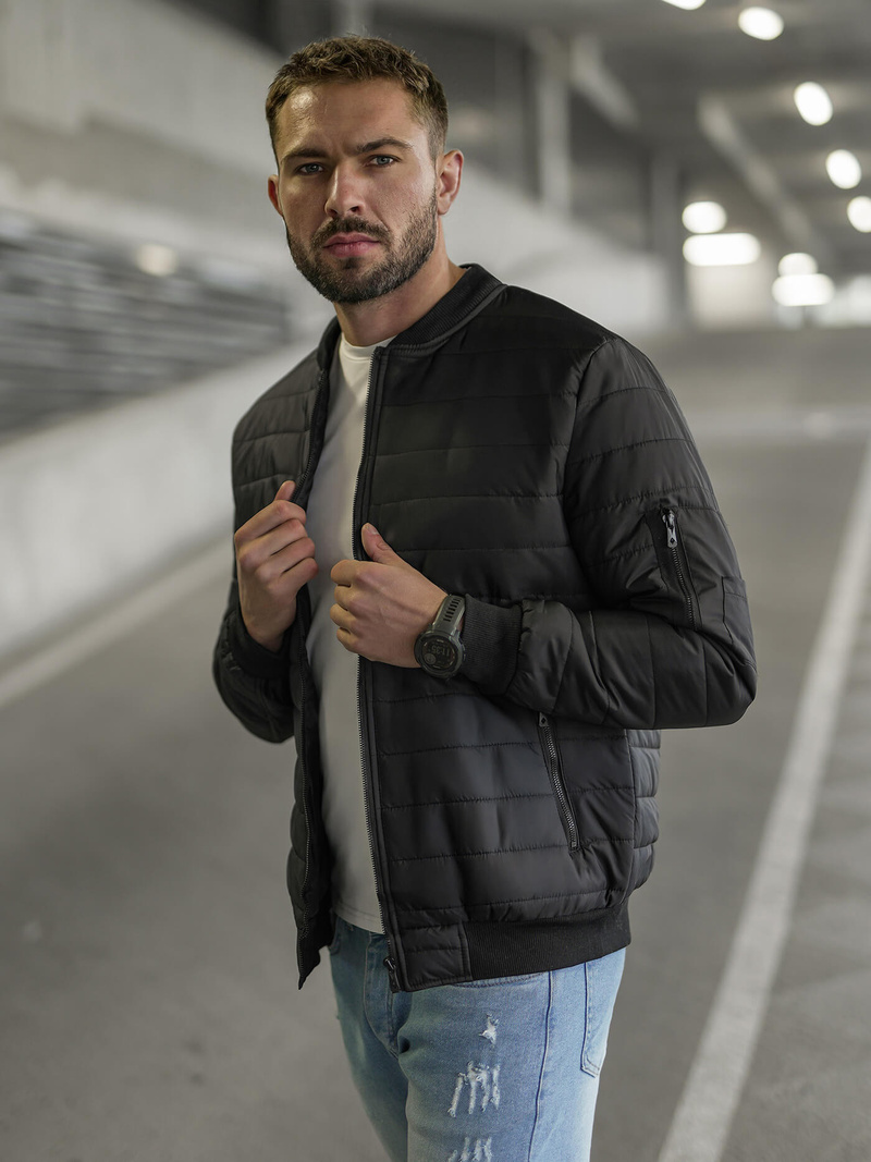 Мъжко яке черна OZONEE JS/8M985/392Z