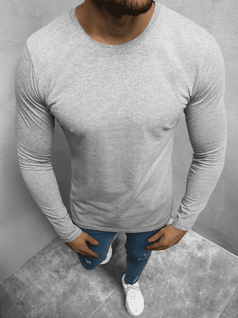 Мъжка блуза с дълъг ръкав сива OZONEE O/1209Z