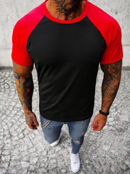 Мъжка тениска черно-червен OZONEE JS/8T82/10