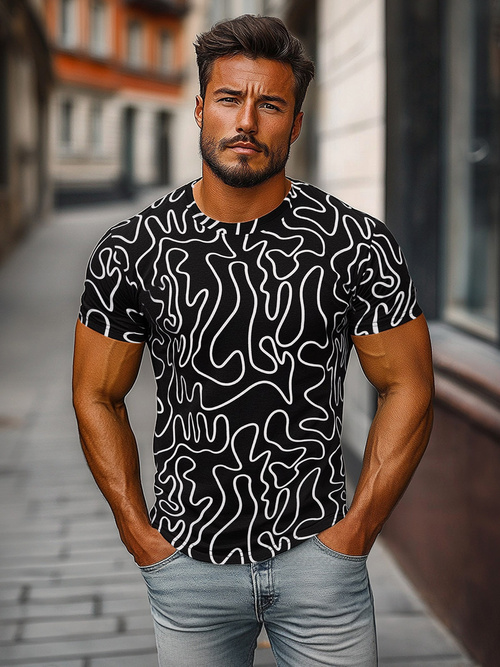 Мъжка тениска черна OZONEE JS/8T1198/3Z