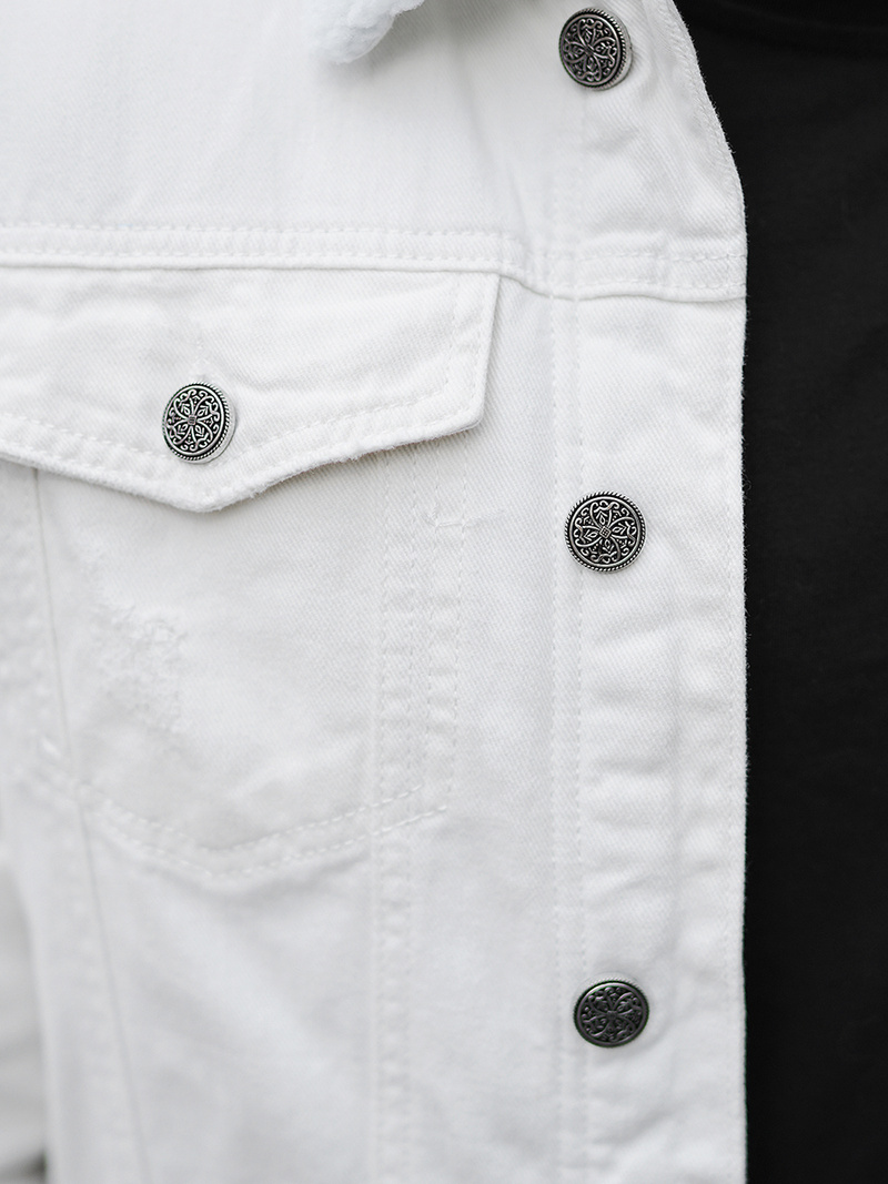 Мъжко джинсово яке шерпа бяла OZONEE NB/MJ541Z