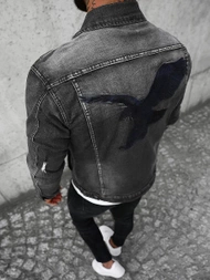 Мъжко джинсово яке черна OZONEE NB/MJ507N