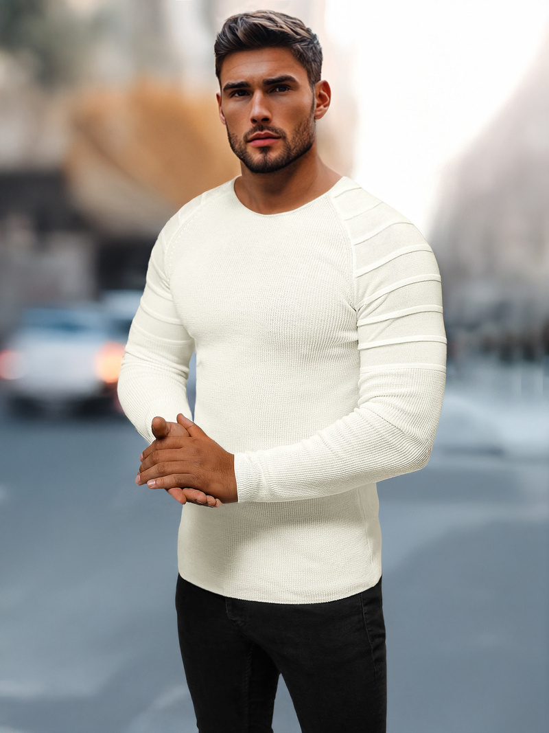 Мъжки пуловер екрю OZONEE L/2500Z