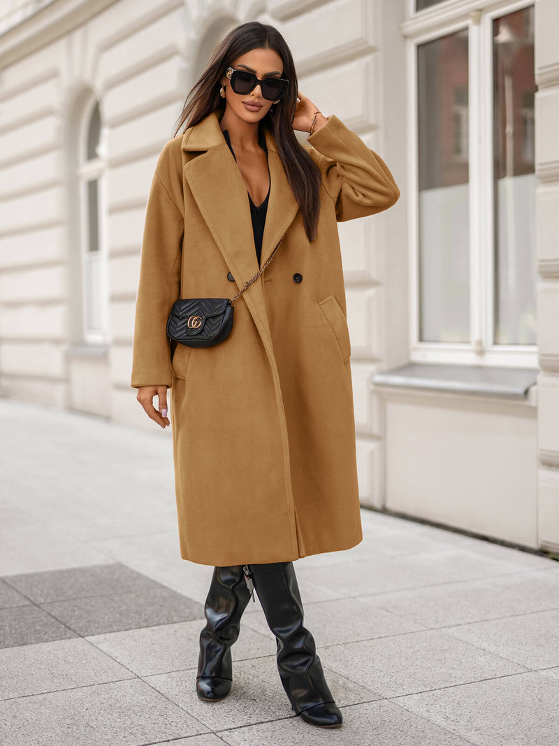 Дамско палто камел OZONEE JS/11Z8161