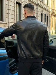 Мъжко кожено яке черно OZONEE JS/11Z8105Z