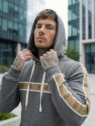 Мъжки суитшърт с качулка графитен OZONEE JS/8B1729/5Z