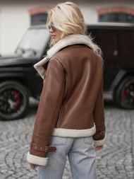 Дамско кожено яке кафява OZONEE JS/11Z8177Z