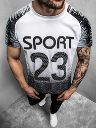 Мъжка тениска бяло-черна OZONEE JS/KS2068Z