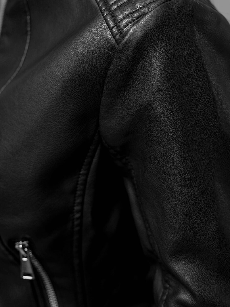 Дамско кожено яке черна OZONEE JS/11Z8038