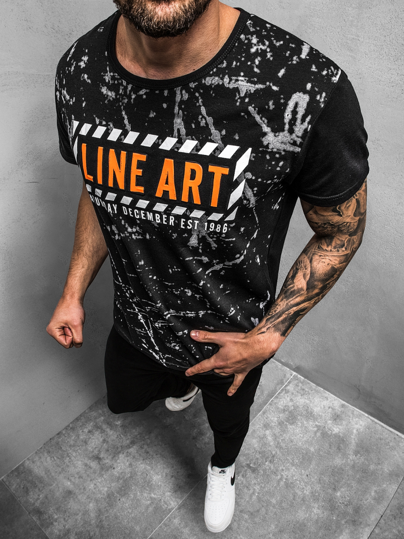 Мъжка тениска черна OZONEE JS/KS2029Z