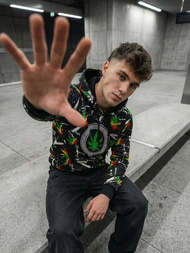 Мъжки суитшърт с качулка черен OZONEE O/B269Z