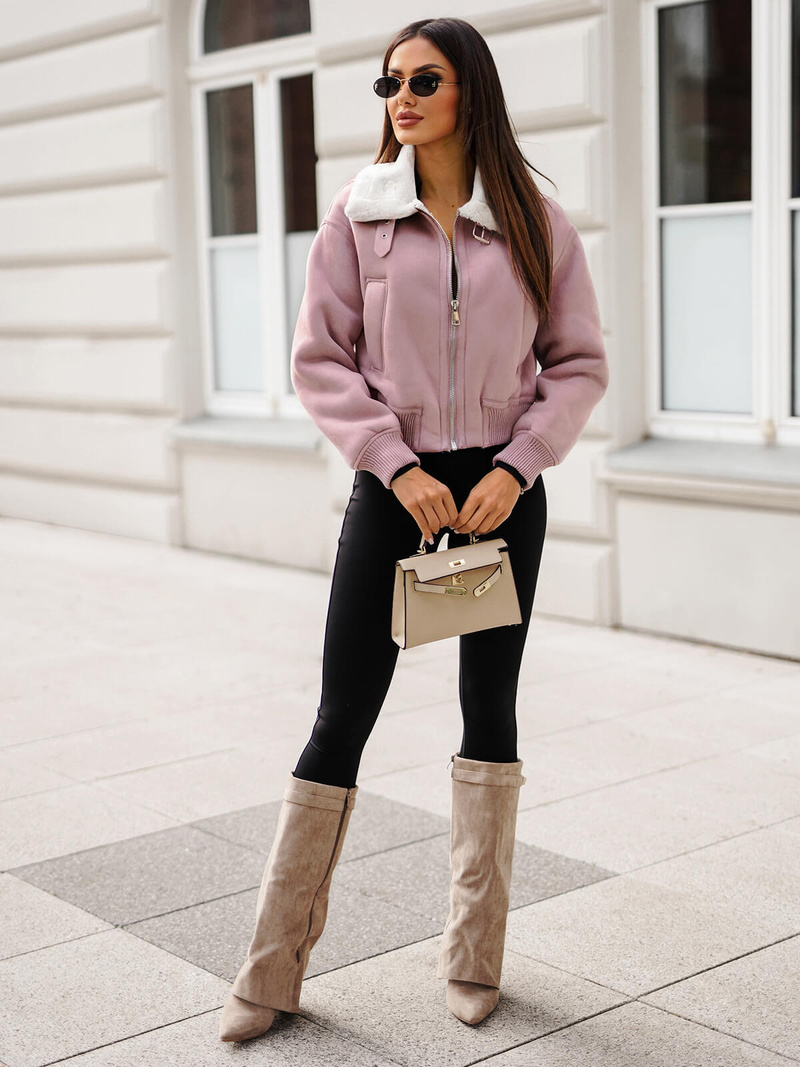 Дамско яке прахово розово OZONEE O/81326