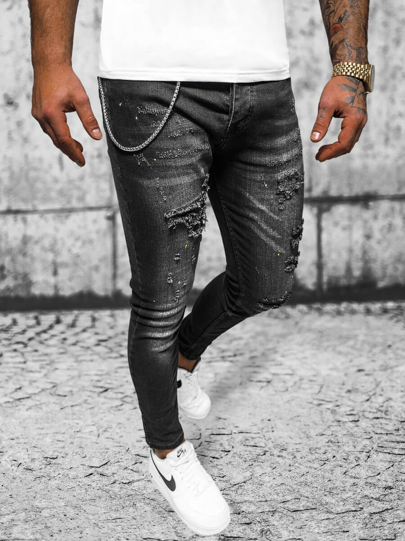 Мъжки дънки черни OZONEE O/MB465