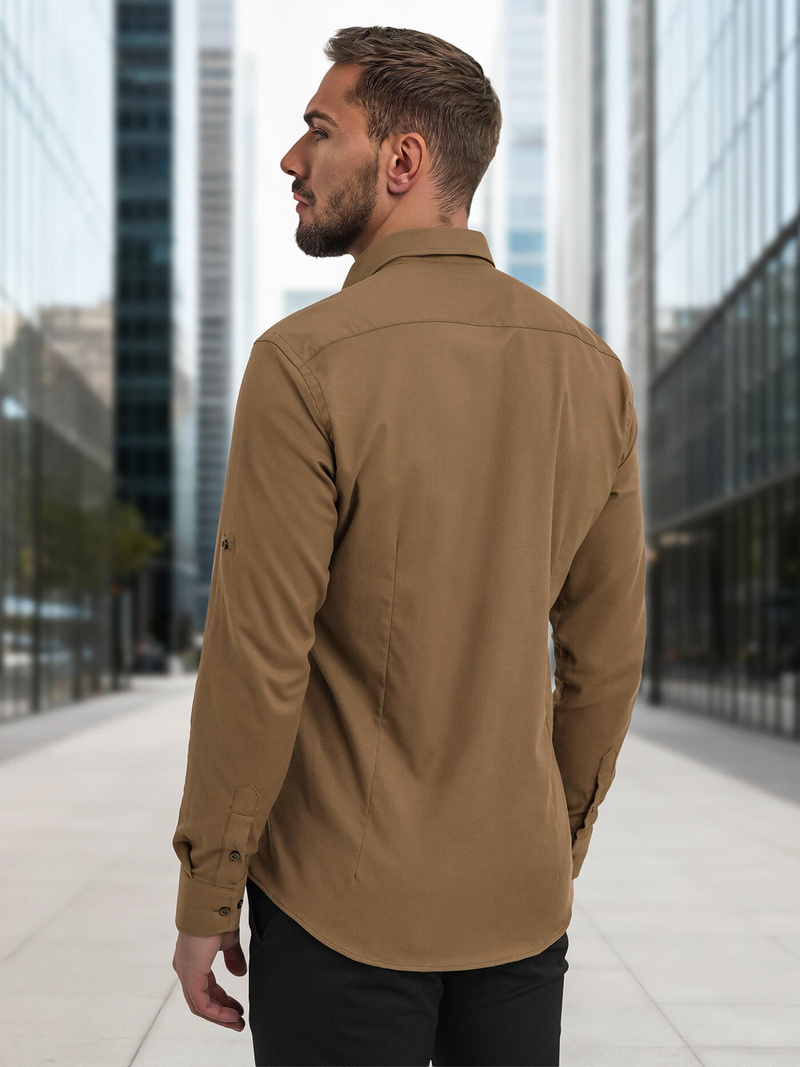 Мъжка риза кафява OZONEE V/V187