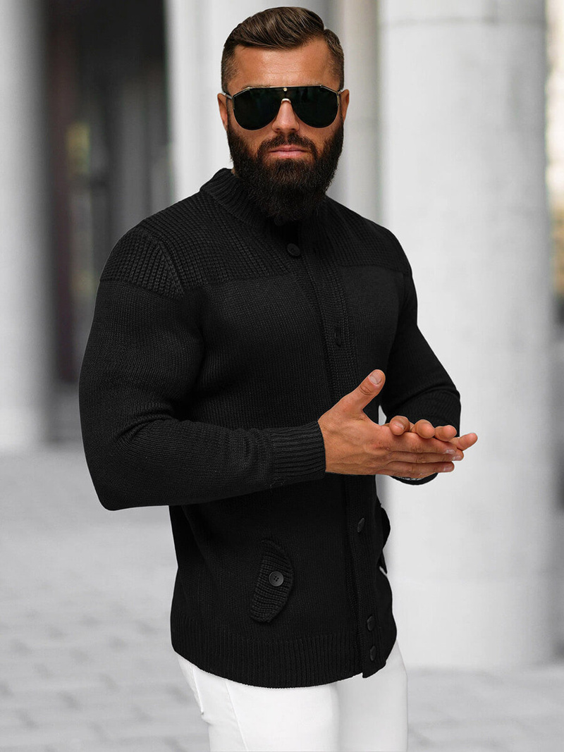 Мъжки пуловер черен OZONEE NB/MM6011/4Z