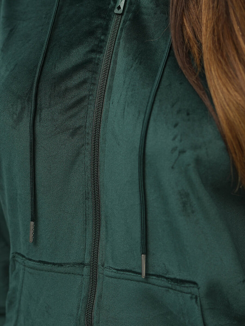 Дамска велурен спортен екип тъмнозелена OZONEE JS/8C1176/9Z