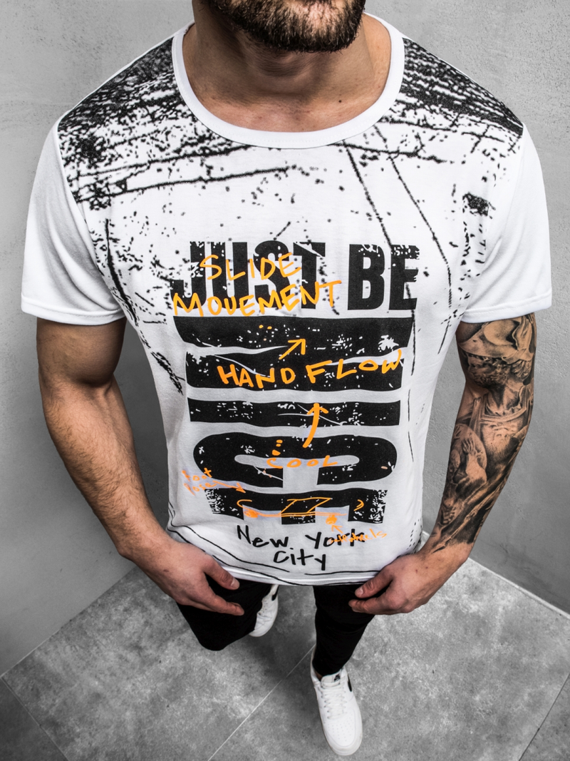 Мъжка тениска бял OZONEE JS/KS1983Z