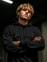 Мъжки суитшърт с качулка черен OZONEE JS/8B1986/3