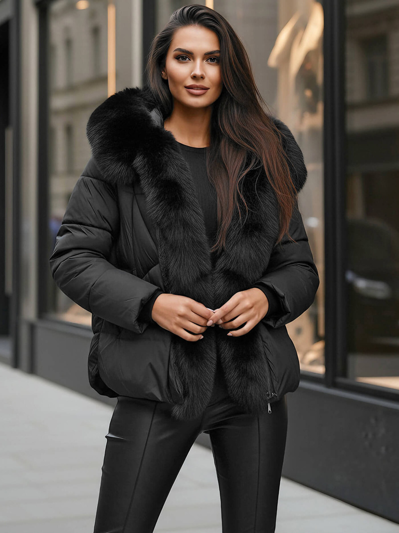 Дамско яке черно OZONEE O/16M9179/392