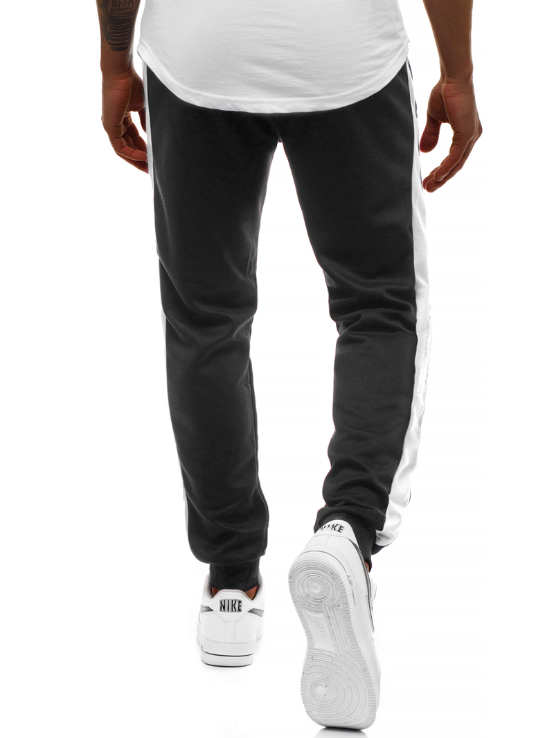 Мъжко долнище на анцуг черно-бяло OZONEE JS/JZ11003