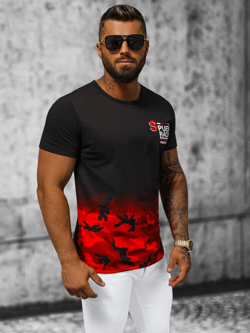 Мъжка тениска червена OZONEE JS/S985/18Z