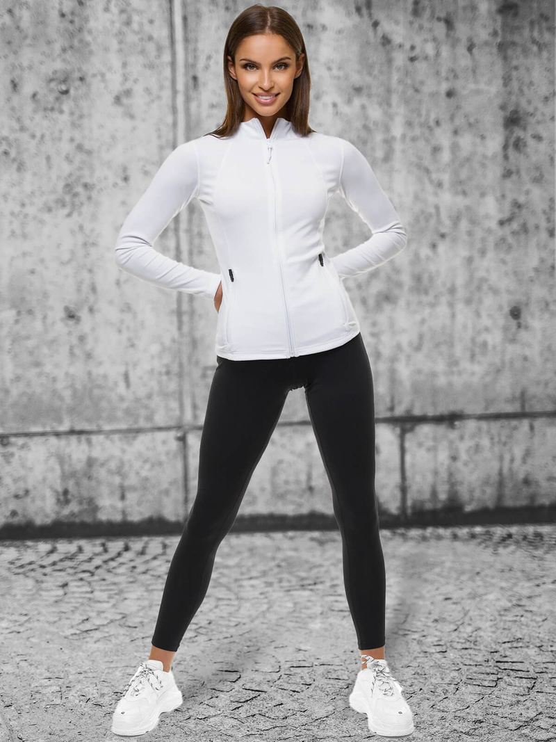 Дамско суичър бяла OZONEE JS/HD152/45