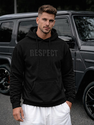 Мъжки суитшърт с качулка черен OZONEE JS/8B1968/3