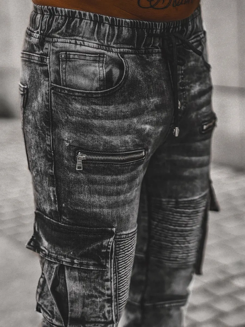 Мъжки дънки jogger черни OZONEE NB/MP0112N