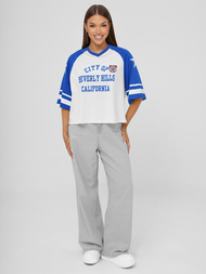 Дамска тениска бяло-синьо OZONEE JS/R62493