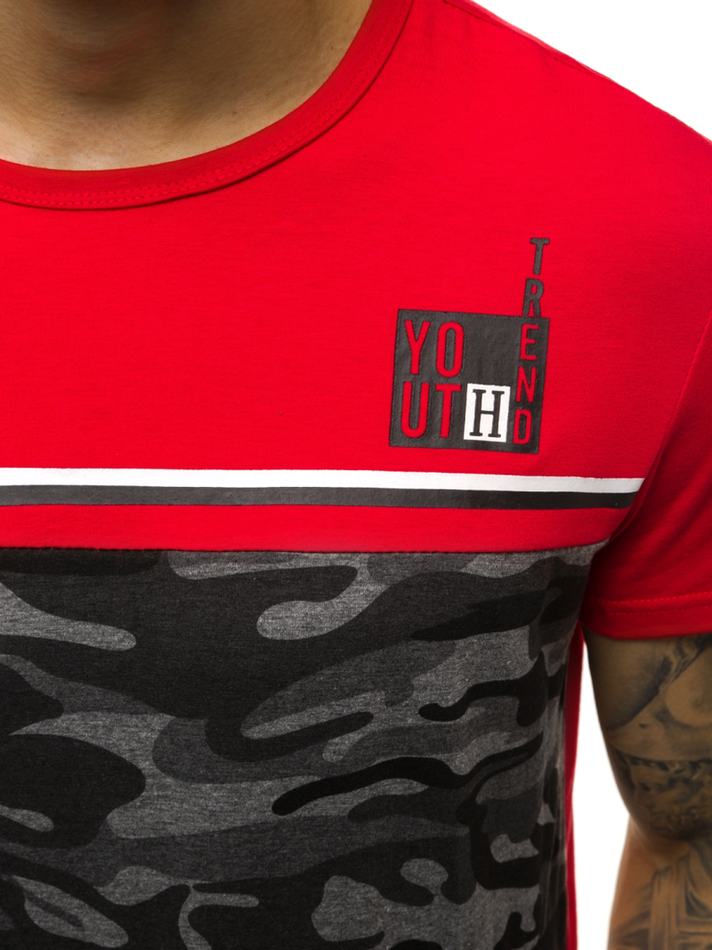 Мъжка тениска червен OZONEE JS/SS10979Z