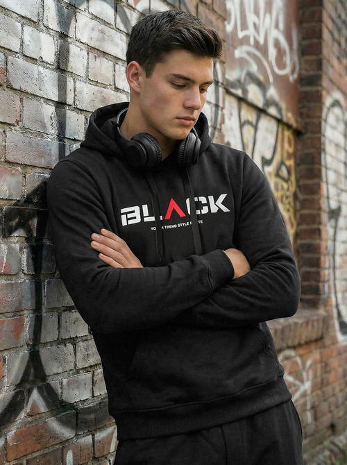 Мъжки суитшърт черно OZONEE JS/8B1756/3Z