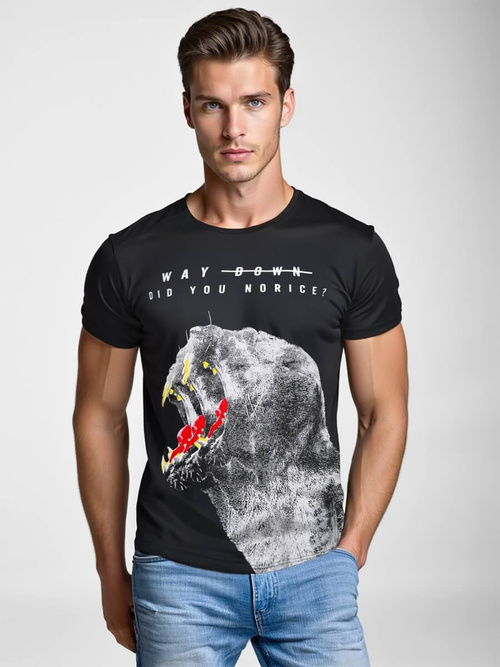 Мъжка тениска черна OZONEE O/T127/3Z