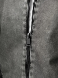 Мъжко кожено яке графитна OZONEE JS/11Z8107