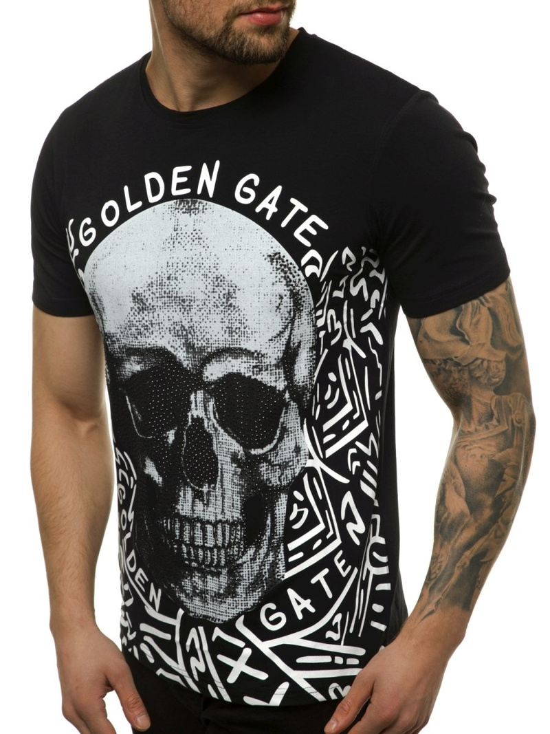 Мъжка тениска черен OZONEE JS/KS7332