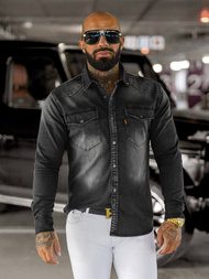 Мъжка риза черно OZONEE O/51413