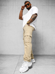 Мъжки панталони бежови OZONEE DO/4001