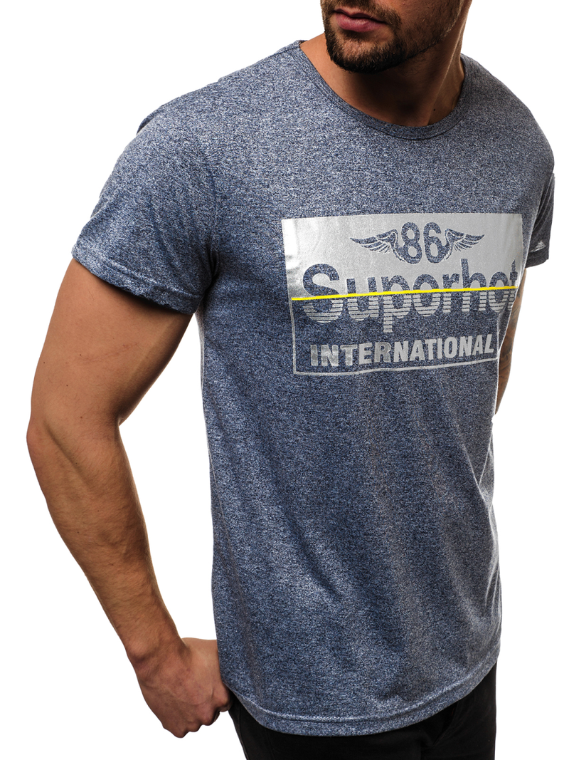 Мъжка тениска тъмносин OZONEE JS/KS2056