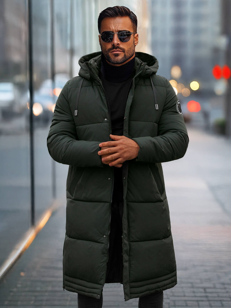 Мъжко зимно яке тъмно-зелена OZONEE JS/19M1290/136Z