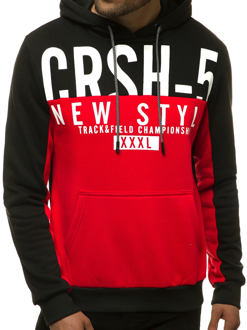 Мъжки суитшърт с качулка червена OZONEE JS/KS2115