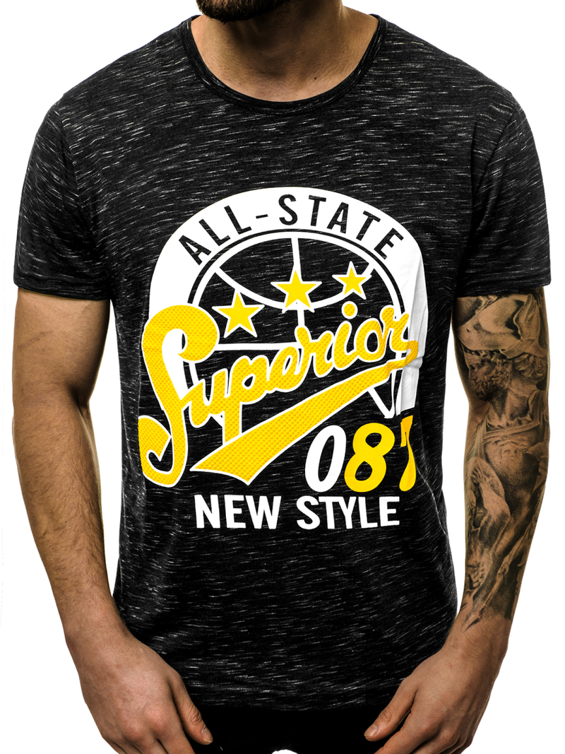 Мъжка тениска черен OZONEE JS/KS2043