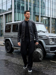 Мъжко кожено яке черно OZONEE JS/11Z8027