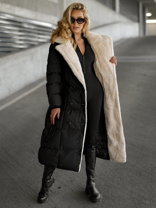 Дамско яке черно-бял OZONEE JS/16M9168/392B