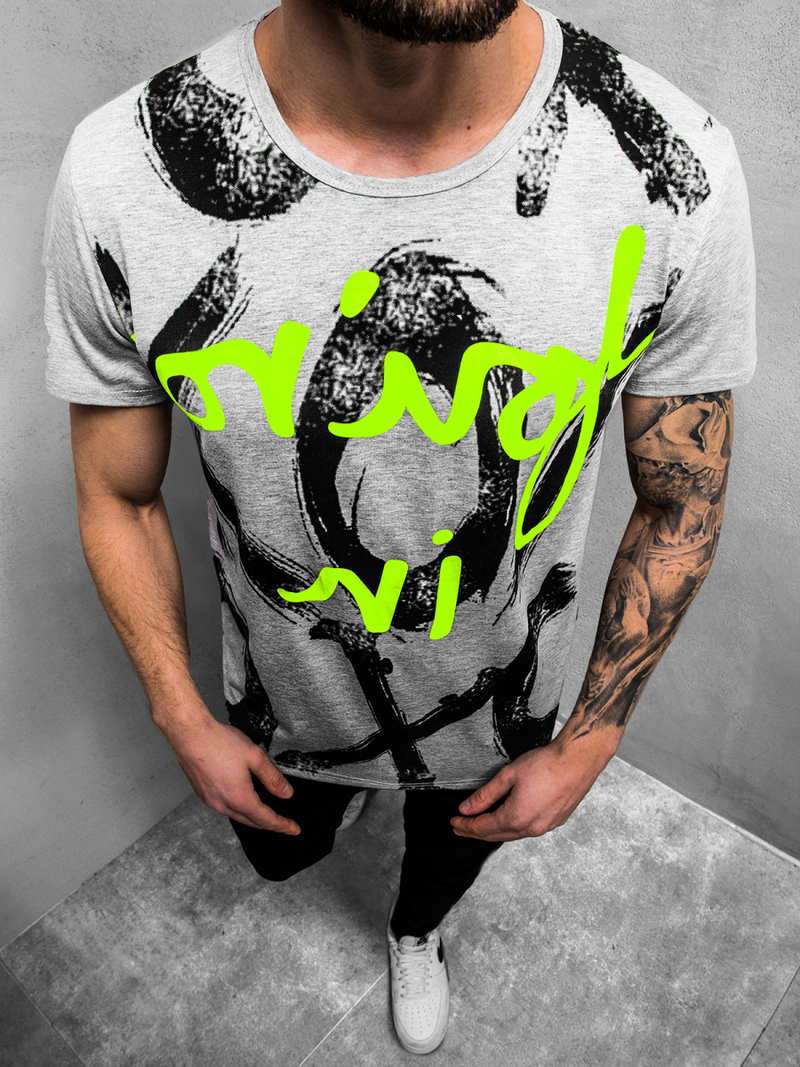 Мъжка тениска сива OZONEE JS/KS1985Z