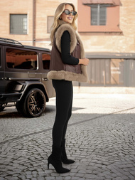 Дамски черен кожен шоколад OZONEE JS/61M8516/158