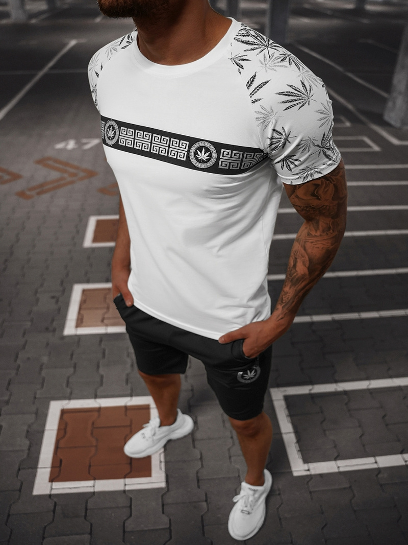 Мъжки спортен екип бяло-черен OZONEE O/HM760