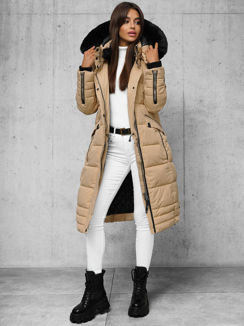 Дамско яке бежова OZONEE O/W377