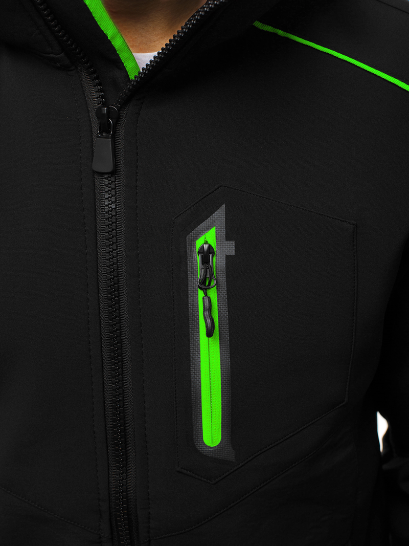 Мъжко яке SOFTSHELL черно-зелен OZONEE GE/12259Z
